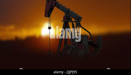 Immagine di una zucca funzionante sul paesaggio e sul sole Foto Stock