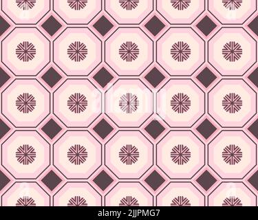 Illustrazione di un motivo di piastrelle rosa senza cuciture a forma di esagono Foto Stock