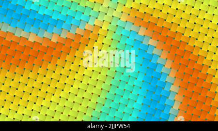 Un disegno astratto colorato di uno sfondo a spirale con quadrati Foto Stock