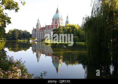 Il nuovo municipio di Hannover, Germania Foto Stock