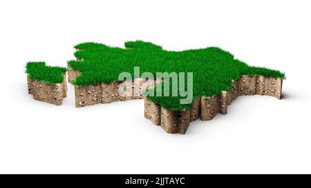 Una rappresentazione del 3D di una mappa azerbaigiana geologia del suolo su sfondo bianco Foto Stock