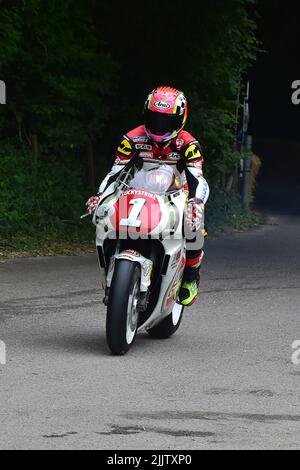 Kevin Schwantz, Suzuki RGV500, due ruote Grand Prix Heroes, Goodwood Festival of Speed, The Innovators - Masterminds of Motorsport, Goodwood House, CH Foto Stock