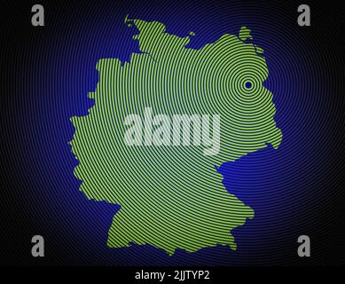 una mappa molto dettagliata della germania in un design circolare moderno e pulito Foto Stock