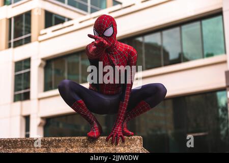 The Spider-Man nel centro di Fort Worth, Texas Foto Stock