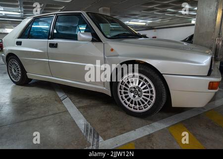 Il costruttore di automobili Lancia modello Delta HF integrale 'evoluzione' presentato al Salone di Francoforte nel settembre 1991 Foto Stock