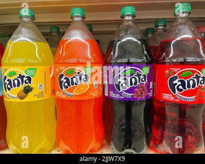 Grovetown, GA USA - 03 15 22: Negozio al dettaglio Fanta soda drink Variety su uno scaffale Foto Stock