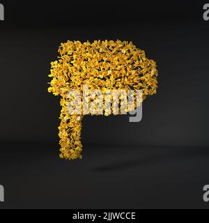 Lettera gialla sparsa isolata su sfondo nero Foto Stock