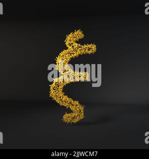 Lettera gialla sparsa isolata su sfondo nero Foto Stock