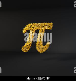 Lettera gialla sparsa isolata su sfondo nero Foto Stock