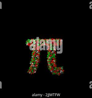 Sparso verde e rosso Natale come carattere isolato su uno sfondo nero Foto Stock