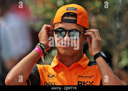 Budapest, Ungheria. 28th luglio 2022. Lando Norris (GBR) McLaren. Gran Premio d'Ungheria, giovedì 28th luglio 2022. Budapest, Ungheria. Credit: James Moy/Alamy Live News Foto Stock