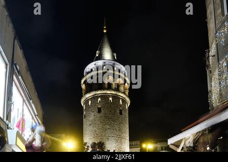 Torre Galata di notte Foto Stock