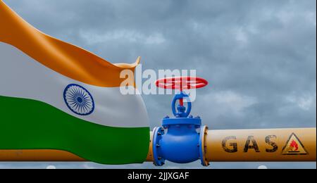 India gas, valvola sul gasdotto principale India Foto Stock