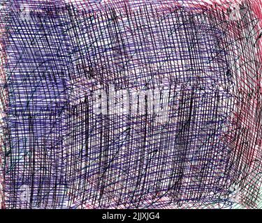 astratto colore caotico penna sfondo dipinto. disegno casualmente manwrited, diversità di linea di colore Foto Stock