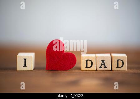 Carte con il testo che amo papà Foto Stock