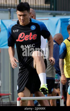 Il difensore coreano della SSC Napoli Kim min Jae gesticula il campo di allenamento pre-stagione 2022-23 della SSC Napoli a Castel di Sangro Foto Stock