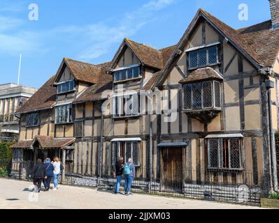 Casa della famiglia di Shakespear e luogo di nascita di Shapespear a Stratford-upon-Avon, Warwickshire, West Midlands, Inghilterra. Foto Stock