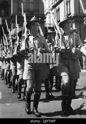 Sfilate e marce - Guerra Mondiale 2nd - militare Australiano. Marzo 22, 1943. Foto Stock