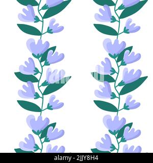 Motivo floreale senza cuciture di cartoni animati per avvolgere carta e tessuti, accessori e stampe di abbigliamento e bambini. Illustrazione di alta qualità Foto Stock