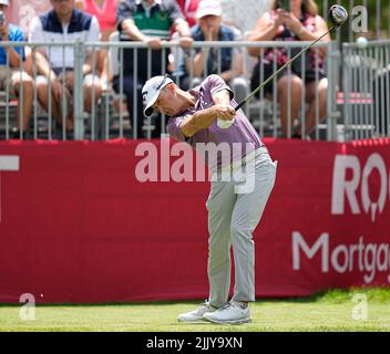 Detroit, Michigan, Stati Uniti. 28th luglio 2022. KEVIN KISNER si esibita al primo round del Rocket Mortgage Classic presso il Detroit Golf Club di Detroit, Michigan. 28 luglio 2022 (Credit Image: © David Donoher/ZUMA Press Wire) Foto Stock