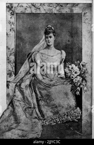 Un'impressione della Principessa May, nostra Regina Maria, poco prima del suo matrimonio con il Re nel 1893. Indossa il Court Dress. Gennaio 14, 1935. Foto Stock