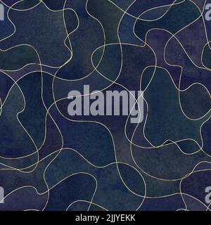 Acquerello astratto forma liquida moderna piatta e geometrica forma un pattern senza giunture. Sfondo acquerello con forme futuristiche a colori. Design coperchio templ Foto Stock