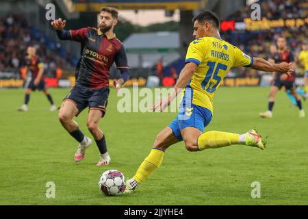 Broendby, Danimarca. 28th luglio 2022. Blas Riveros (15) di Broendby SE visto durante la partita di qualificazione della UEFA Europa Conference League tra Broendby IF e Pogon Szczecin allo stadio Broendby di Broendby a Broendby. (Photo Credit: Gonzales Photo/Alamy Live News Foto Stock