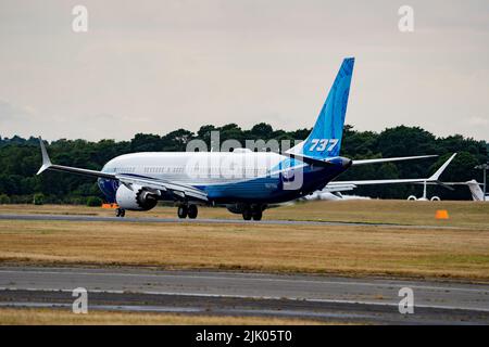 Boeing 737 Max Development Aircraft Farnborough Airshow 2022 Foto Stock