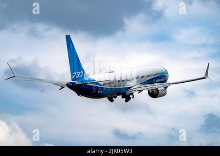 Boeing 737 Max Development Aircraft Farnborough Airshow 2022 Foto Stock