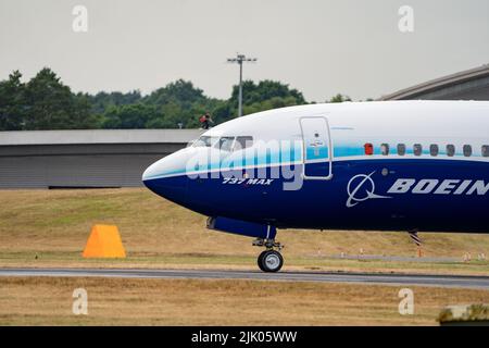 Boeing 737 Max Development Aircraft Farnborough Airshow 2022 Foto Stock