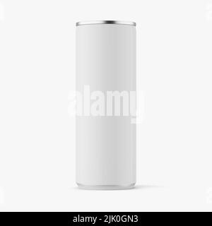 Bianco opaco lucido 330 ml può isolare su sfondo bianco mockup - rendering 3D Foto Stock