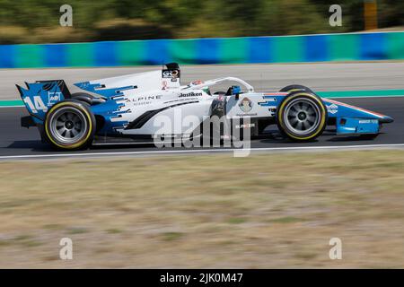 Magyorod, Ungheria. 29th luglio 2022. Magyorod, Ungheria. Luglio 29th 2022. F2 Gran Premio d'Ungheria a Hungaroring, Ungheria. Foto: #14 Olli Caldwell (GBR) di Campos Racing durante la prima sessione di prove Credit: Piotr Zajac/Alamy Live News Foto Stock