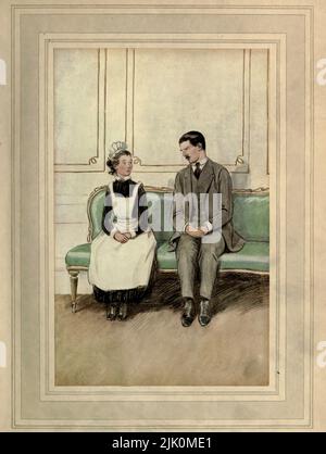 Che tipo di tempo state avendo in cucina (atto i a Loam House, Mayfair) l'Ammirable Crichton è un comico gioco di scena scritto nel 1902 da J. M. Barrie. Hugh Thomson RI (Coleraine, 1 giugno 1860 – Derry, 7 maggio 1920) è stato un . È conosciuto soprattutto per le sue illustrazioni a penna e inchiostro di opere di autori come Jane Austen, Charles Dickens, e J. M. Barrie. Foto Stock