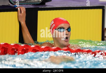 Il legno di Abbie dell'Inghilterra dopo il relè di Freestyle misto 4 x 100m al Sandwell Aquatics Center il giorno uno dei 2022 Giochi del Commonwealth a Birmingham. Data foto: Venerdì 29 luglio 2022. Foto Stock