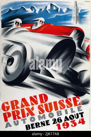 Poster di gara d'epoca 1934 - Gran Premio di Svizzera ( großer preis der schweiz ) WINTERHALDER Foto Stock