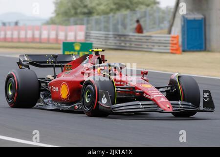 Magyorod, Ungheria. 29th luglio 2022. Magyorod, Ungheria. Luglio 29th 2022. Formula 1 Gran Premio d'Ungheria a Hungaroring, Ungheria. Foto: #55 Carlos Sainz (SPA) della Ferrari durante la prima sessione di prove Credit: Piotr Zajac/Alamy Live News Foto Stock