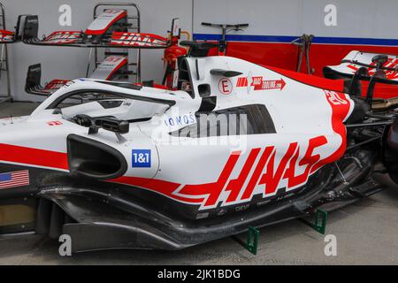 Magyorod, Ungheria. 29 luglio 2022. Formula 1 Gran Premio d'Ungheria a Hungaroring, Ungheria. Nella foto: Auto Haas VF-22 © Piotr Zajac/Alamy Live News Foto Stock