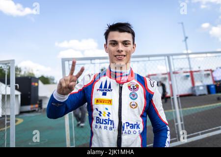 Mogyorod, Ungheria. 29th luglio 2022. MALONEY Zane (bb), Trident Racing, Dallara F3, ritratto durante il round 6th del Campionato FIA di Formula 3 2022, dal 28 al 31 luglio 2022 sull'Hungaroring, a Mogyorod, Ungheria - Foto Sebastiaan Rozendaal / Agenzia fotografica olandese / DPPI Credit: DPPI Media/Alamy Live News Foto Stock