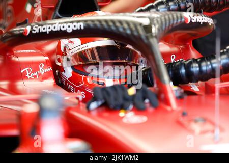 Magyorod, Ungheria. Luglio 29th 2022. Formula 1 Gran Premio d'Ungheria a Hungaroring, Ungheria. Foto: #16 Charles Leclerc (LUN) della Ferrari durante la seconda sessione di prove © Piotr Zajac/Alamy Live News Foto Stock