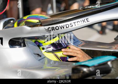 Magyorod, Ungheria. Luglio 29th 2022. Formula 1 Gran Premio d'Ungheria a Hungaroring, Ungheria. Foto: Lewis Hamilton (GBR) della Mercedes durante la seconda sessione di prove © Piotr Zajac/Alamy Live News Foto Stock