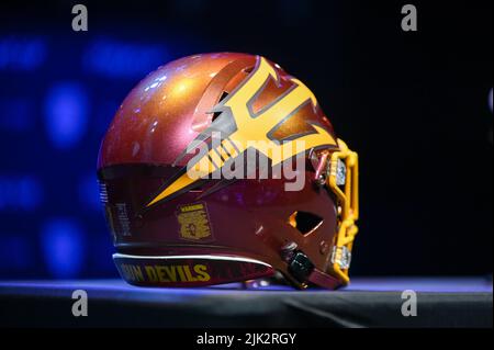 L'Arizona state Sundevils casco è visto durante PAC-12 Media Day Venerdì, 29 luglio 2022 a Los Angeles. (Dylan Stewart/immagine dello sport) Foto Stock