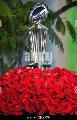 Il Trofeo Leishman è visto durante il PAC-12 Media Day di venerdì 29 luglio 2022 a Los Angeles. (Dylan Stewart/immagine dello sport) Foto Stock