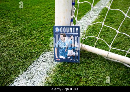 Stockport, Regno Unito. 30th luglio 2022. Stockport County Program (Fraser Horsfall) (6) della Stockport County durante la partita della Sky Bet League 2 tra Stockport County e Barrow all'Edgeley Park Stadium, Stockport sabato 30th luglio 2022. (Credit: Mike Morese | MI News) durante la partita della Sky Bet League 2 tra Stockport County e Barrow all'Edgeley Park Stadium di Stockport sabato 30th luglio 2022. Foto Stock