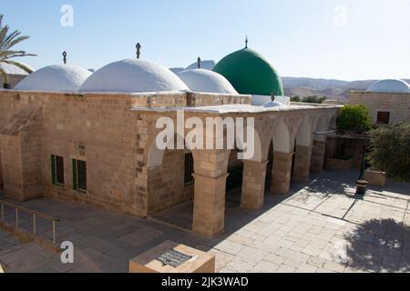 Nabi Musa, Palestina - Israele. Vista esterna del profeta Mosè mausoleo nel deserto della Giudea, Israele. Foto Stock