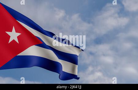 Bandiera nazionale Cuba, bandiera Cuba, bandiera del tessuto Cuba, sfondo blu cielo con bandiera Cuba, opera 3D e immagine 3D Foto Stock