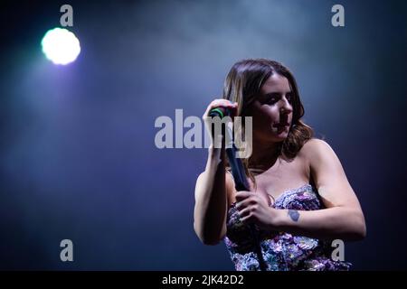 Italia. 29th luglio 2022. Federica carta durante Federica carta - Giffoni Music Concept, Music Concert in Giffoni Valle piana (SA), Italy, July 29 2022 Credit: Independent Photo Agency Srl/Alamy Live News Foto Stock