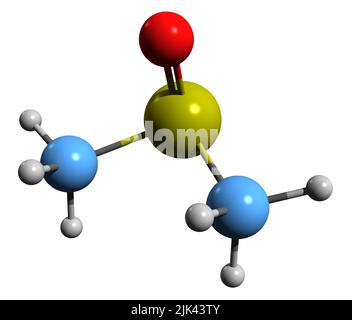 3D immagine di dimetil solfossido formula scheletrica - struttura chimica molecolare di metil solfossido isolato su sfondo bianco Foto Stock