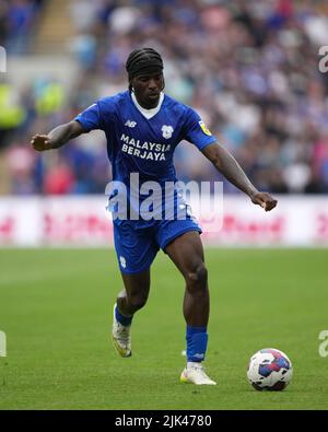 Sheyi Ojo di Cardiff durante la partita del campionato Sky Bet al Cardiff City Stadium. Data foto: Sabato 30 luglio 2022. Foto Stock