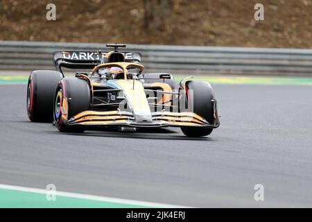 Mogyorod, Ungheria. 30th luglio 2022. Daniel Ricciardo della McLaren in qualifica per il Gran Premio d’Ungheria F1. Credit: Marco Canoniero/Alamy Live News Foto Stock