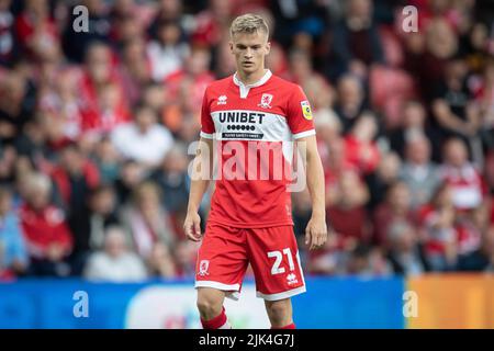 Middlesbrough, Regno Unito. 30th luglio 2022. Nuova firma Marcus Forss #21 di Middlesbrough durante il gioco a Middlesbrough, Regno Unito il 7/30/2022. (Foto di James Heaton/News Images/Sipa USA) Credit: Sipa USA/Alamy Live News Foto Stock